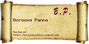 Borsova Panna névjegykártya